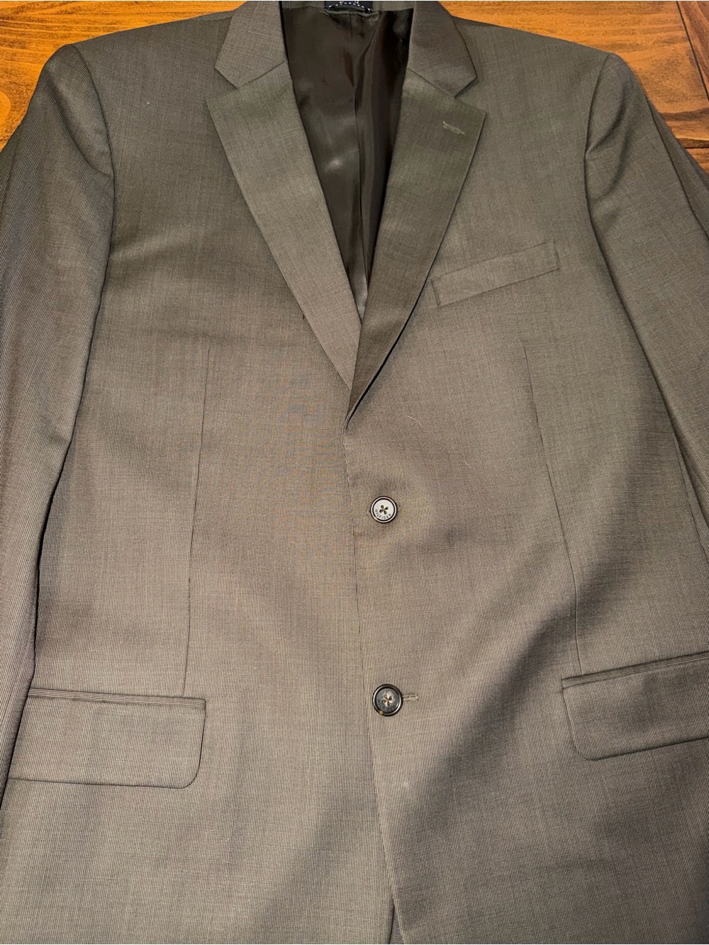 Men’s 100% Wool Gray Brown Blazer Sport Coat Two Button Notch Lapel Classic 44L